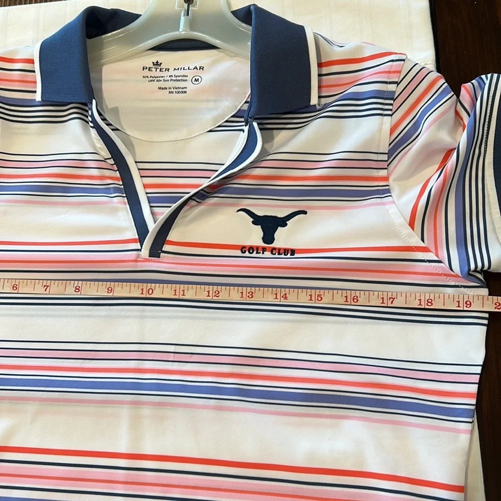 Peter Millar Sun Protection Striped Golf Club Shirt Like New Size Medium - Picture 5 of 8